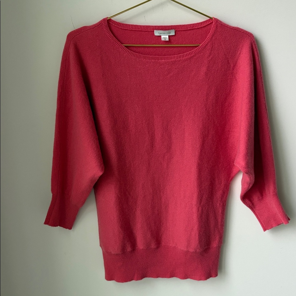 Garnet Hill Bright Pink cashmere Crewneck Sweater